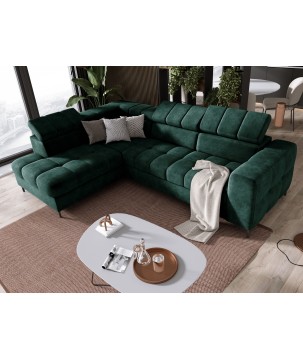 Narożnik PABLOS układ L strona Lewa w tkaninie CLOUD 39 regulowane zagłówki z funkcją spania