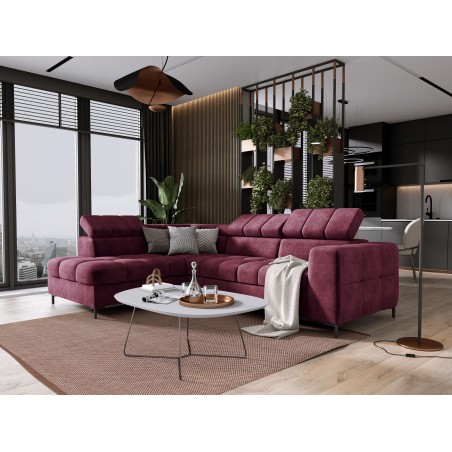 Narożnik PABLOS układ L strona Lewa w tkaninie CLOUD 68 regulowane zagłówki z funkcją spania