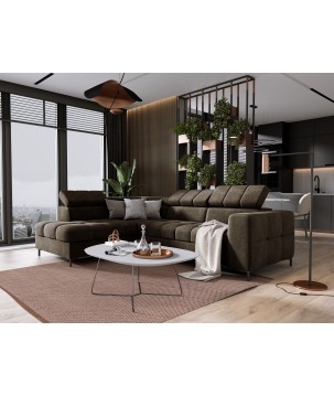 Narożnik PABLOS układ L strona Lewa w tkaninie VOGUE 06 regulowane zagłówki z funkcją spania