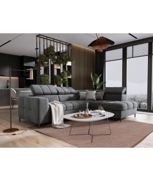 Narożnik PABLOS układ L strona Lewa w tkaninie VOGUE 16 regulowane zagłówki z funkcją spania