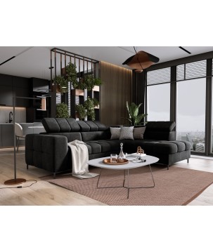 Narożnik PABLOS układ L strona Lewa w tkaninie VOGUE 18 regulowane zagłówki z funkcją spania