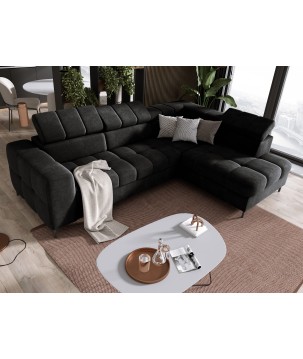 Narożnik PABLOS układ L strona Lewa w tkaninie VOGUE 18 regulowane zagłówki z funkcją spania