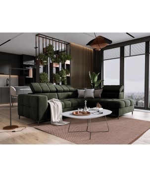 Narożnik PABLOS układ L strona Prawa w tkaninie VOGUE 11 regulowane zagłówki z funkcją spania