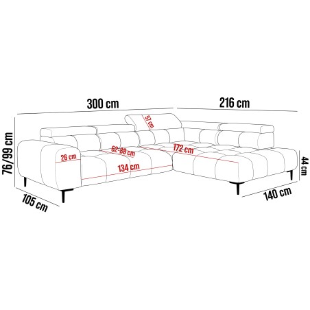 Narożnik PLAZA L Prawostronny w tkaninie Promocyjnej SOLAR 16 WERSAL