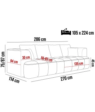 Sofa ALBIO BigSofa z elektryczną regulacją siedziska funkcja spania w tkaninie SERENO 694 WERSAL