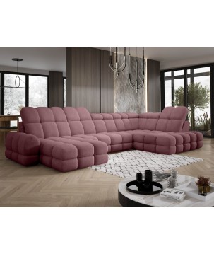 Narożnik TOLLO XL z elektryczną regulacją siedziska Prawostronny w tkaninie promocyjnej BUBBLE 09 WERSAL