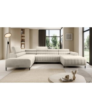 Narożnik CALDO XL Lewostronny z funkcją spania wolnostojący w tkaninie RUN AGAIN 01 WERSAL