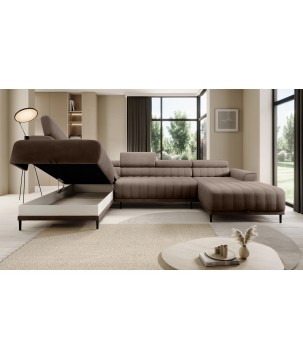 Narożnik CALDO XL Lewostronny z funkcją spania wolnostojąca w tkaninie RUN AGAIN 18 WERSAL