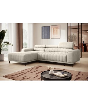 Narożnik CALDO S/MINI Lewostronny z funkcją spania wolnostojący w tkaninie RUN AGAIN 01 WERSAL