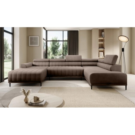 Narożnik CALDO XL Prawostronny z funkcją spania wolnostojąca w tkaninie RUN AGAIN 18 WERSAL