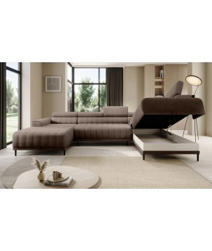 Narożnik CALDO XL Prawostronny z funkcją spania wolnostojąca w tkaninie RUN AGAIN 18 WERSAL