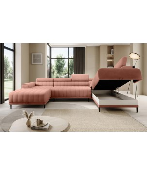 Narożnik CALDO XL Prawostronny z funkcją spania wolnostojąca w tkaninie RUN AGAIN 61 WERSAL