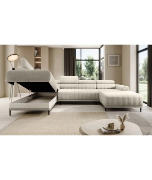 Narożnik CALDO XL Lewostronny z funkcją spania wolnostojący w tkaninie RUN AGAIN 01 WERSAL