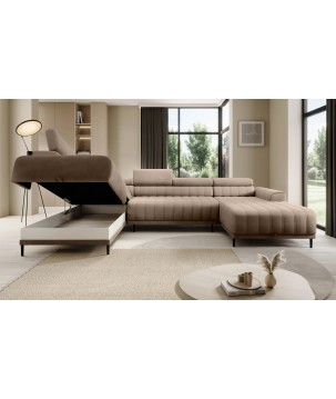 Narożnik CALDO XL Lewostronny z funkcją spania wolnostojący w tkaninie RUN AGAIN 11 WERSAL