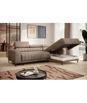 Narożnik CALDO S/MINI Prawostronny z funkcją spania wolnostojąca w tkaninie RUN AGAIN 11 WERSAL