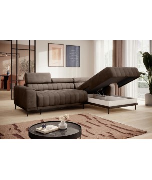 Narożnik CALDO S/MINI Prawostronny z funkcją spania wolnostojąca w tkaninie RUN AGAIN 18 WERSAL