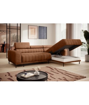 Narożnik CALDO S/MINI Prawostronny z funkcją spania wolnostojąca w tkaninie RUN AGAIN 53 WERSAL