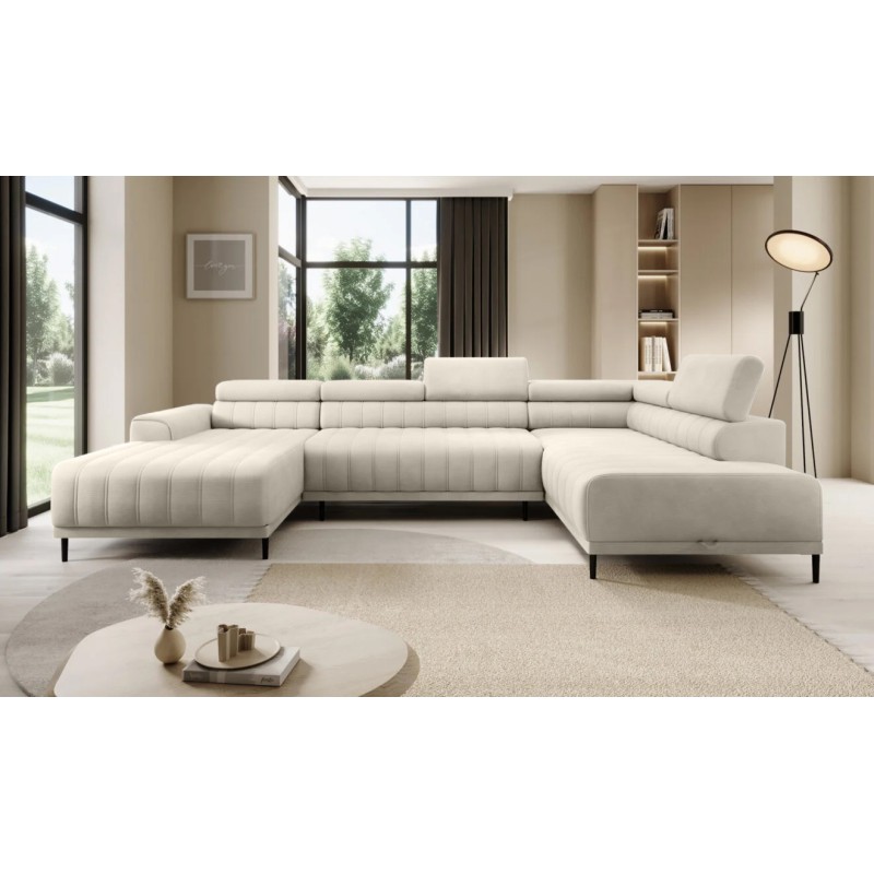 Narożnik CALDO XL Prawostronny z funkcją spania wolnostojąca w tkaninie RUN AGAIN 01 WERSAL