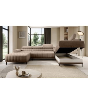 Narożnik CALDO XL Prawostronny z funkcją spania wolnostojąca w tkaninie RUN AGAIN 11 WERSAL