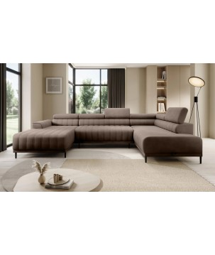 Narożnik CALDO XL Prawostronny z funkcją spania wolnostojąca w tkaninie RUN AGAIN 18 WERSAL