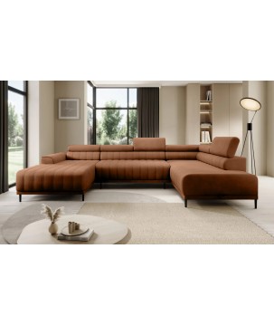 Narożnik CALDO XL Prawostronny z funkcją spania wolnostojąca w tkaninie RUN AGAIN 53 WERSAL