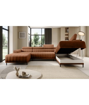 Narożnik CALDO XL Prawostronny z funkcją spania wolnostojąca w tkaninie RUN AGAIN 53 WERSAL