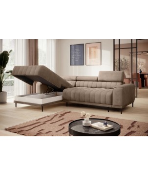 Narożnik CALDO S/MINI Lewostronny z funkcją spania wolnostojący w tkaninie RUN AGAIN 11 WERSAL