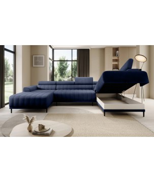 Narożnik CALDO XL Prawostronny z funkcją spania wolnostojący w tkaninie RUN AGAIN 77 WERSAL