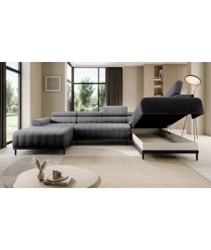 Narożnik CALDO XL Prawostronny z funkcją spania wolnostojąca w tkaninie RUN AGAIN 90 WERSAL