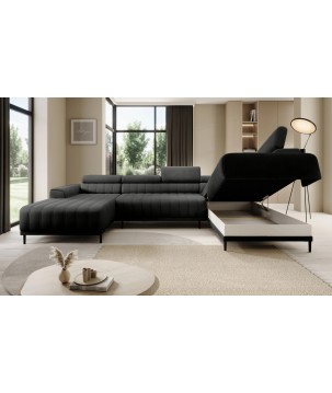 Narożnik CALDO XL Prawostronny z funkcją spania wolnostojąca w tkaninie RUN AGAIN 92 WERSAL