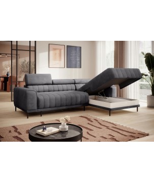 Narożnik CALDO S/MINI Prawostronny z funkcją spania wolnostojąca w tkaninie RUN AGAIN 90 WERSAL