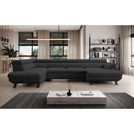 Narożnik RAVEN XL wolnostojący z funkcją spania tkanina Artico 37439 Antracytowy WERSAL