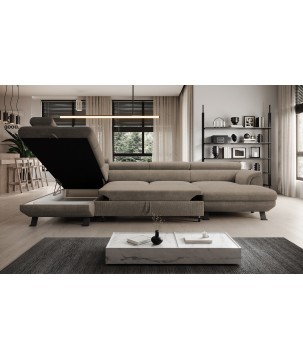 Narożnik RAVEN XL wolnostojący z funkcją spania tkanina Artico 37433 Beżowy WERSAL