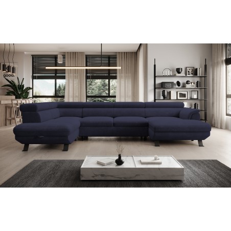 Narożnik RAVEN XL wolnostojący z funkcją spania tkanina Artico 37438 Morski WERSAL