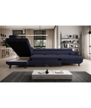 Narożnik RAVEN XL wolnostojący z funkcją spania tkanina Artico 37438 Morski WERSAL