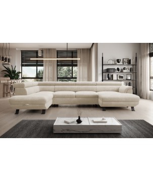 Narożnik RAVEN XL wolnostojący z funkcją spania tkanina Artico 37430 Perłowy WERSAL