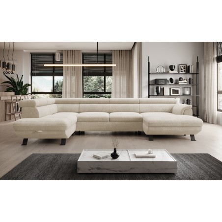 Narożnik RAVEN XL wolnostojący z funkcją spania tkanina Artico 37430 Perłowy WERSAL