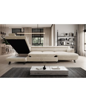 Narożnik RAVEN XL wolnostojący z funkcją spania tkanina Artico 37430 Perłowy WERSAL