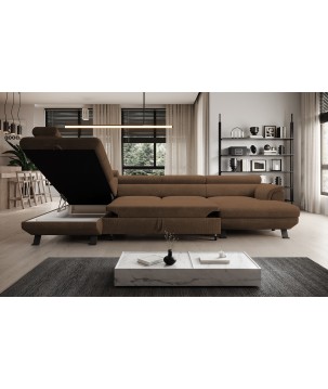 Narożnik RAVEN XL wolnostojący z funkcją spania tkanina Artico 37435 Rdzawy WERSAL