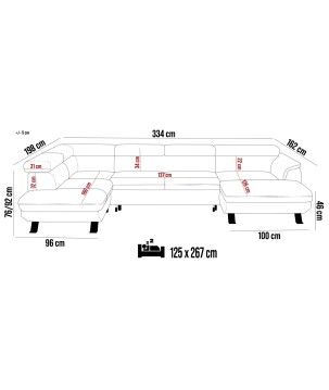 Narożnik RAVEN XL wolnostojący z funkcją spania tkanina Artico 37432 Piaskowy WERSAL