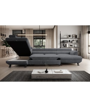 Narożnik RAVEN XL wolnostojący z funkcją spania tkanina Artico 37440 Stalowy WERSAL