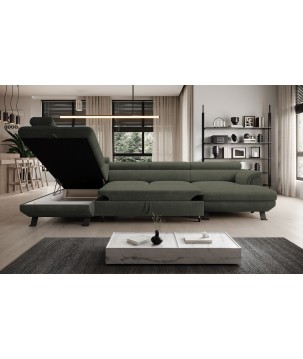 Narożnik RAVEN XL wolnostojący z funkcją spania tkanina Artico 37434 Szary WERSAL