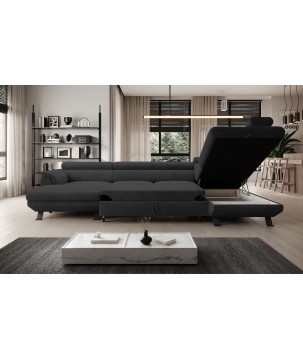 Narożnik RAVEN XL wolnostojący z funkcją spania tkanina Artico 37439 Antracytowy WERSAL