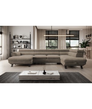 Narożnik RAVEN XL wolnostojący z funkcją spania tkanina Artico 37433 Beżowy WERSAL