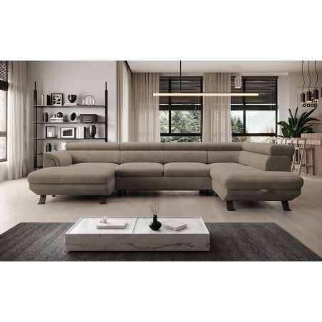 Narożnik RAVEN XL wolnostojący z funkcją spania tkanina Artico 37433 Beżowy WERSAL