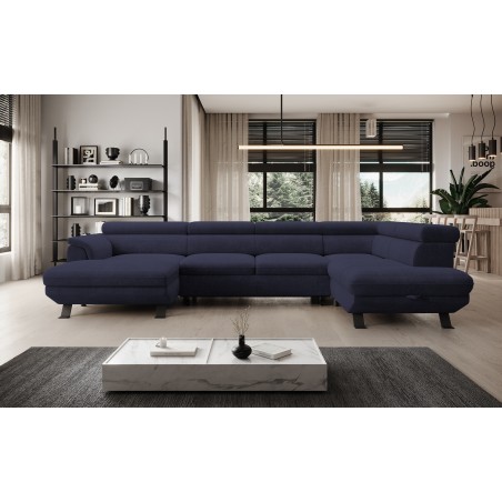 Narożnik RAVEN XL wolnostojący z funkcją spania tkanina Artico 37438 Morski WERSAL