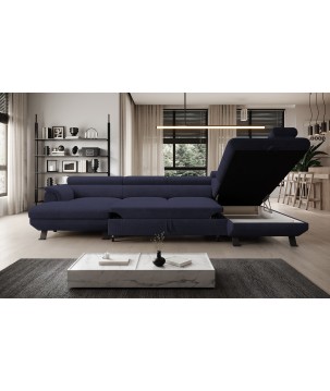 Narożnik RAVEN XL wolnostojący z funkcją spania tkanina Artico 37438 Morski WERSAL