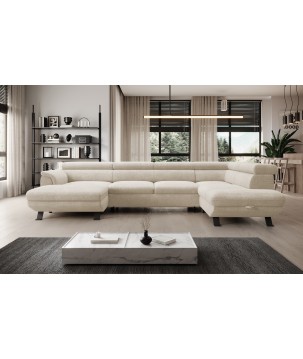 Narożnik RAVEN XL wolnostojący z funkcją spania tkanina Artico 37430 Perłowy WERSAL