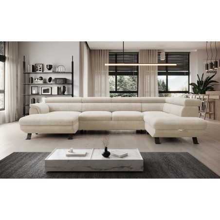 Narożnik RAVEN XL wolnostojący z funkcją spania tkanina Artico 37430 Perłowy WERSAL