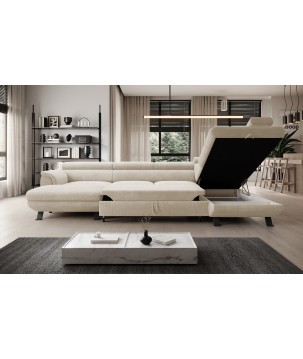 Narożnik RAVEN XL wolnostojący z funkcją spania tkanina Artico 37430 Perłowy WERSAL